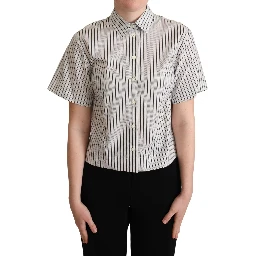 White Black Striped Collared Shirt