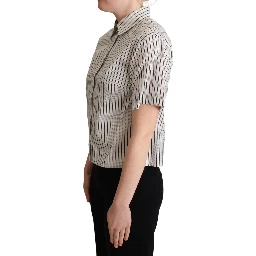 White Black Striped Collared Shirt