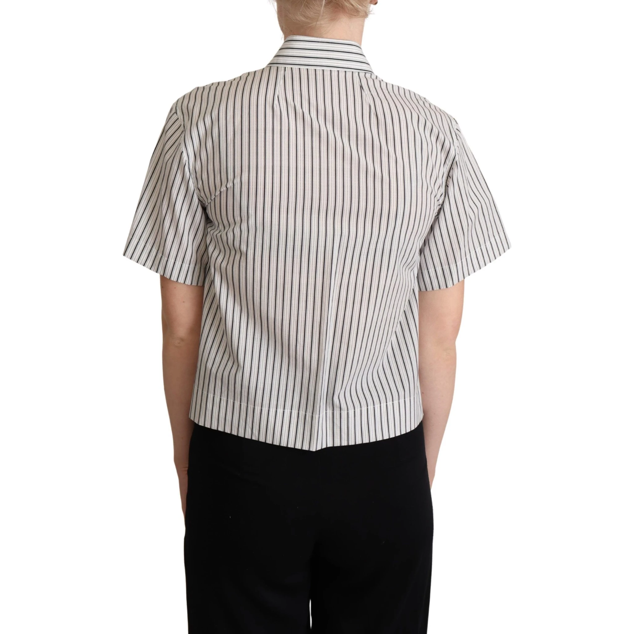 White Black Striped Collared Shirt