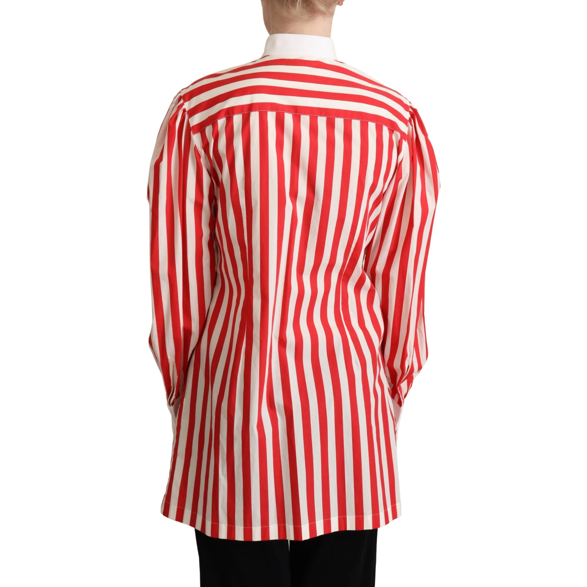 Red White Striped Long Sleeves Formal Shirt