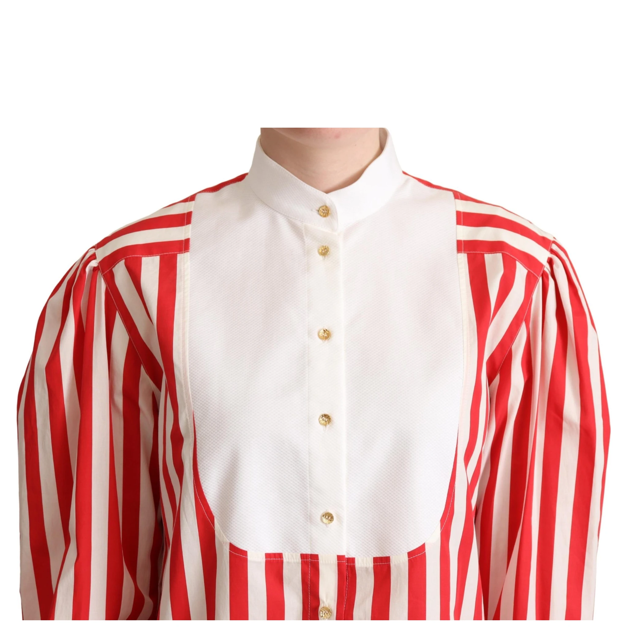 Red White Striped Long Sleeves Formal Shirt
