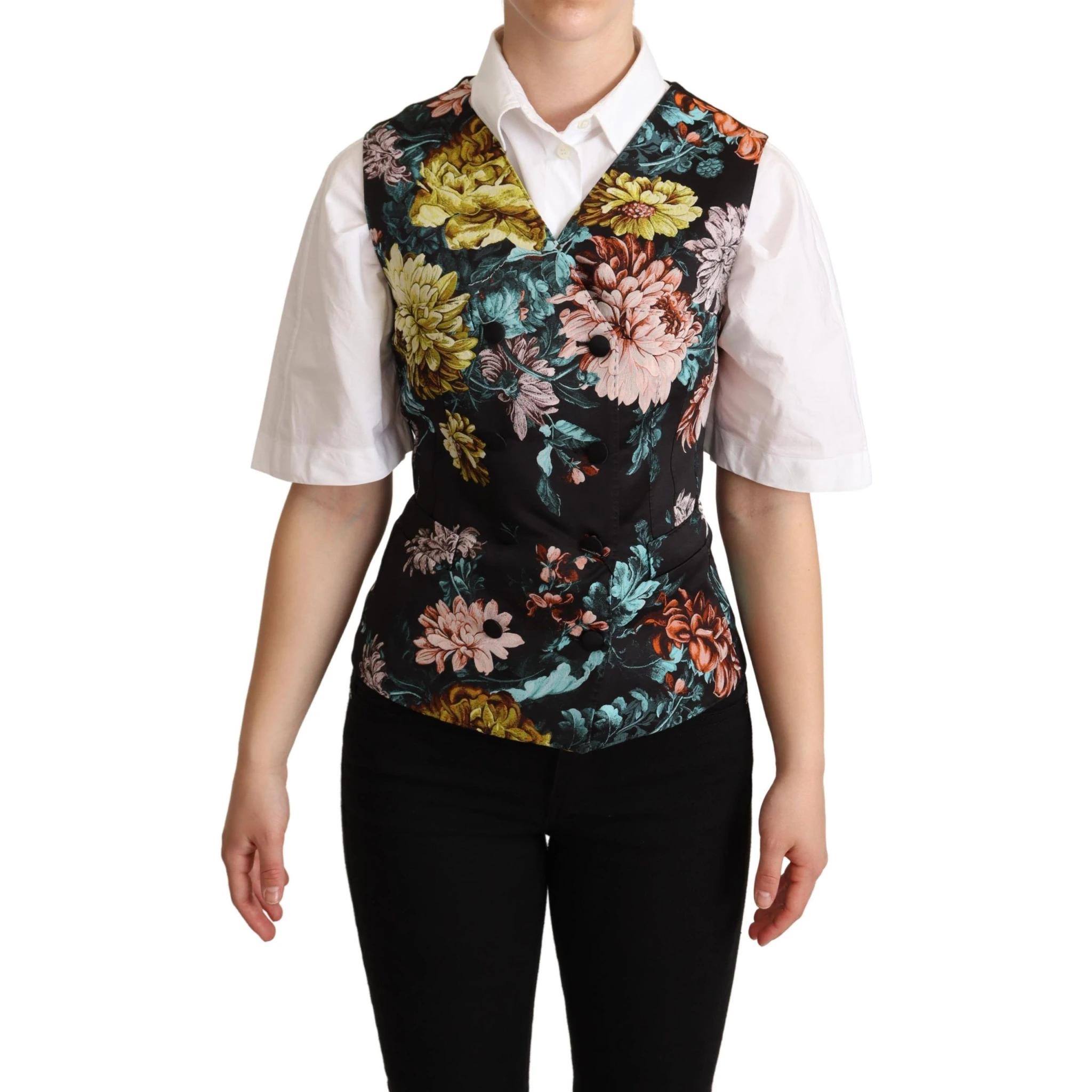 Black Jacquard Floral Waistcoat Vest