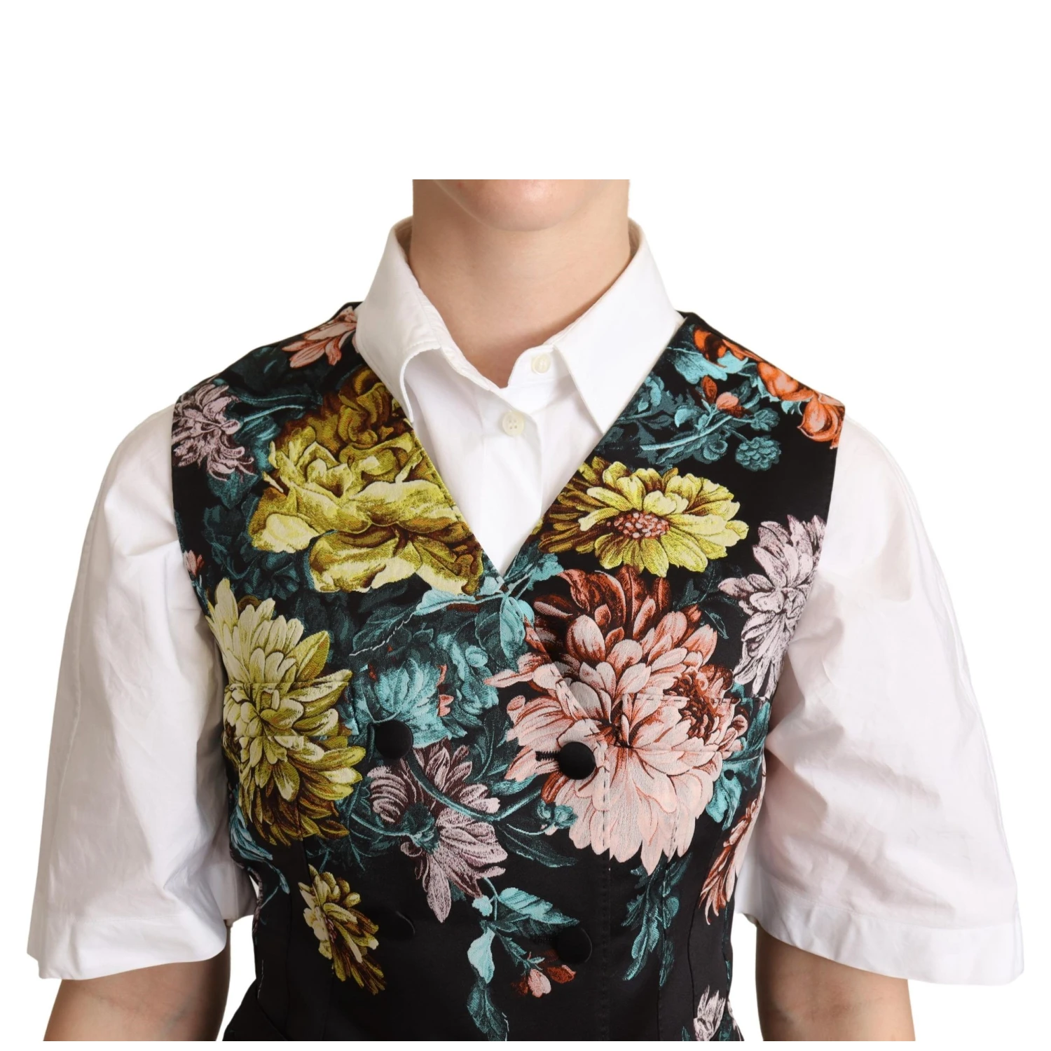 Black Jacquard Floral Waistcoat Vest