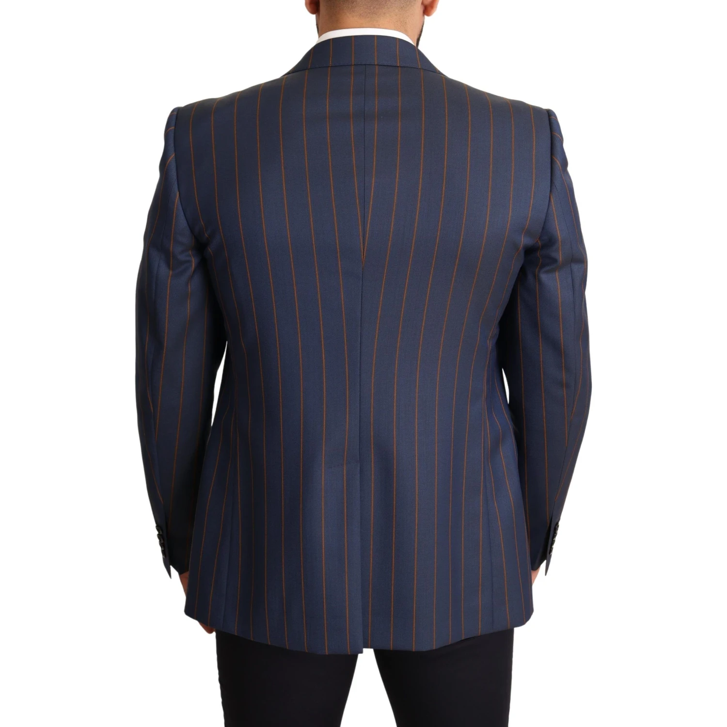 Blue Striped Wool Slim Fit Blazer Jacket