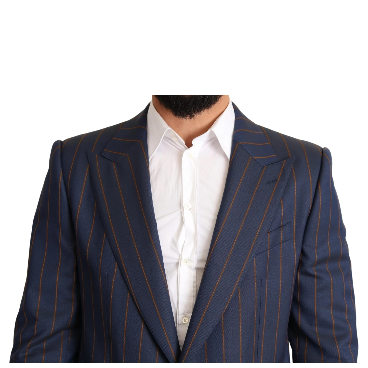 Blue Striped Wool Slim Fit Blazer Jacket