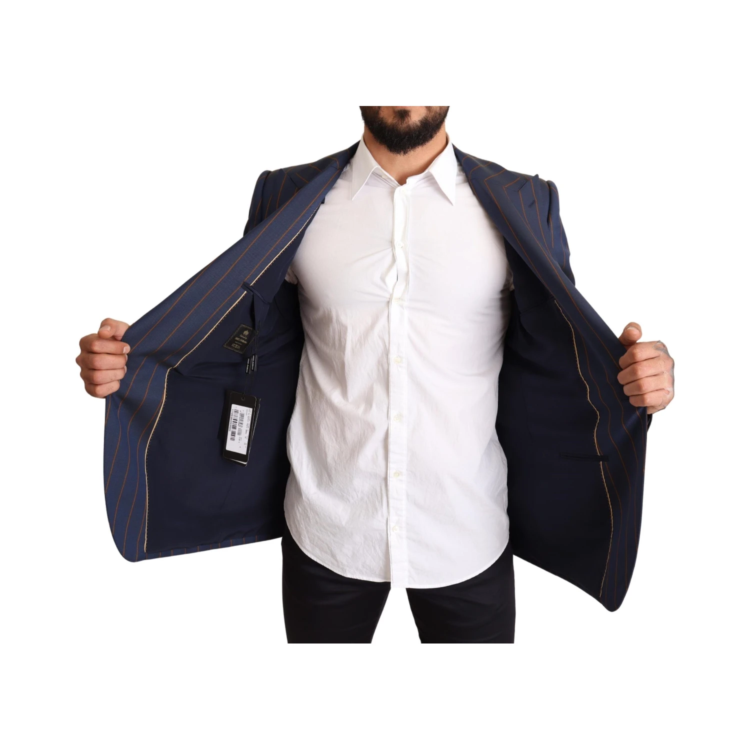 Blue Striped Wool Slim Fit Blazer Jacket