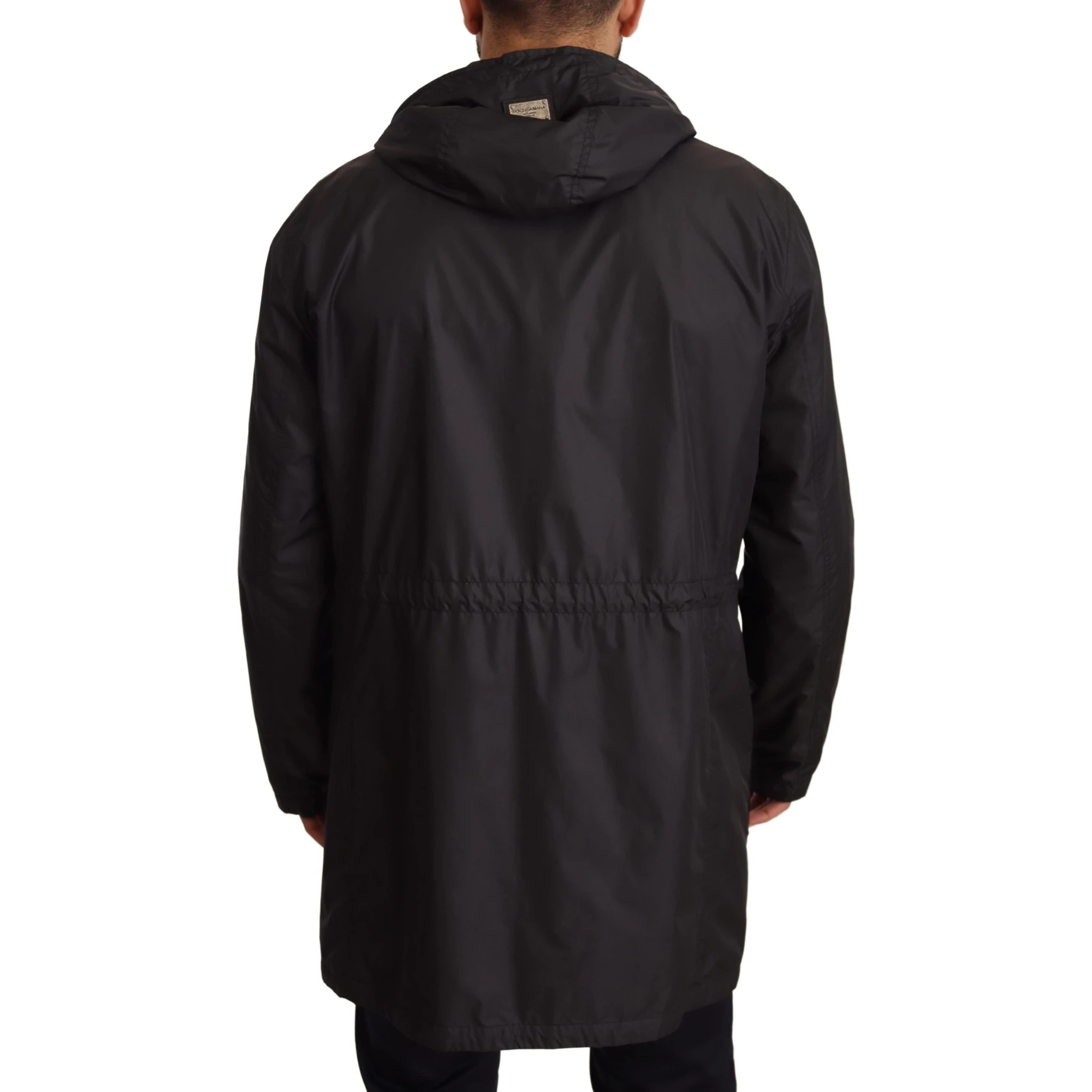 Black Hooded Mens Trench Coat Jacket