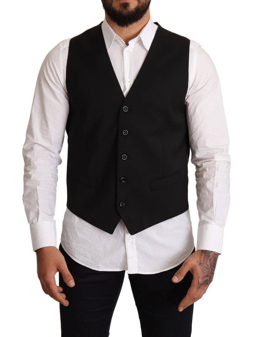 Black Wool Formal Waistcoat Dress