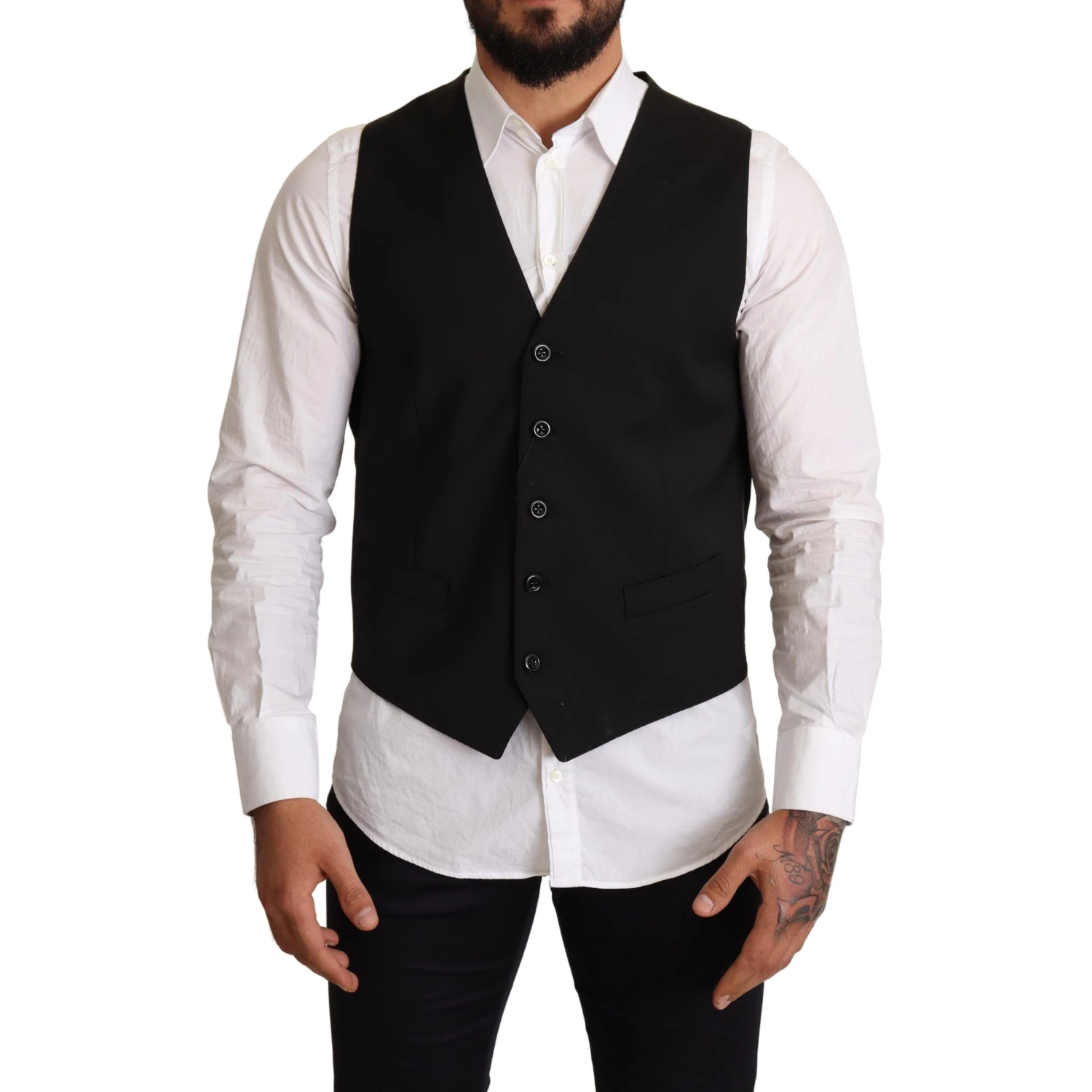 Black Wool Formal Waistcoat Dress