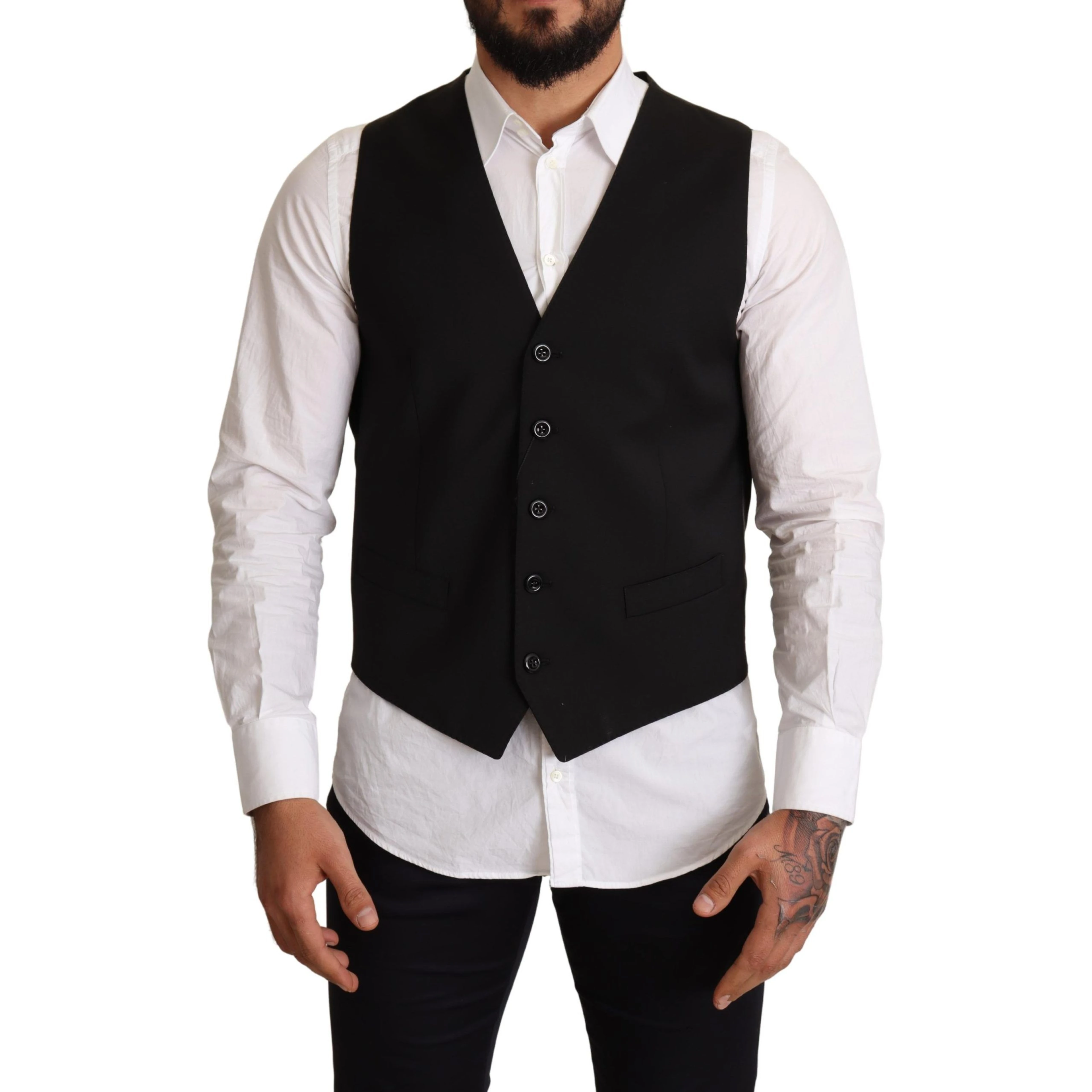 Black Wool Formal Waistcoat Dress