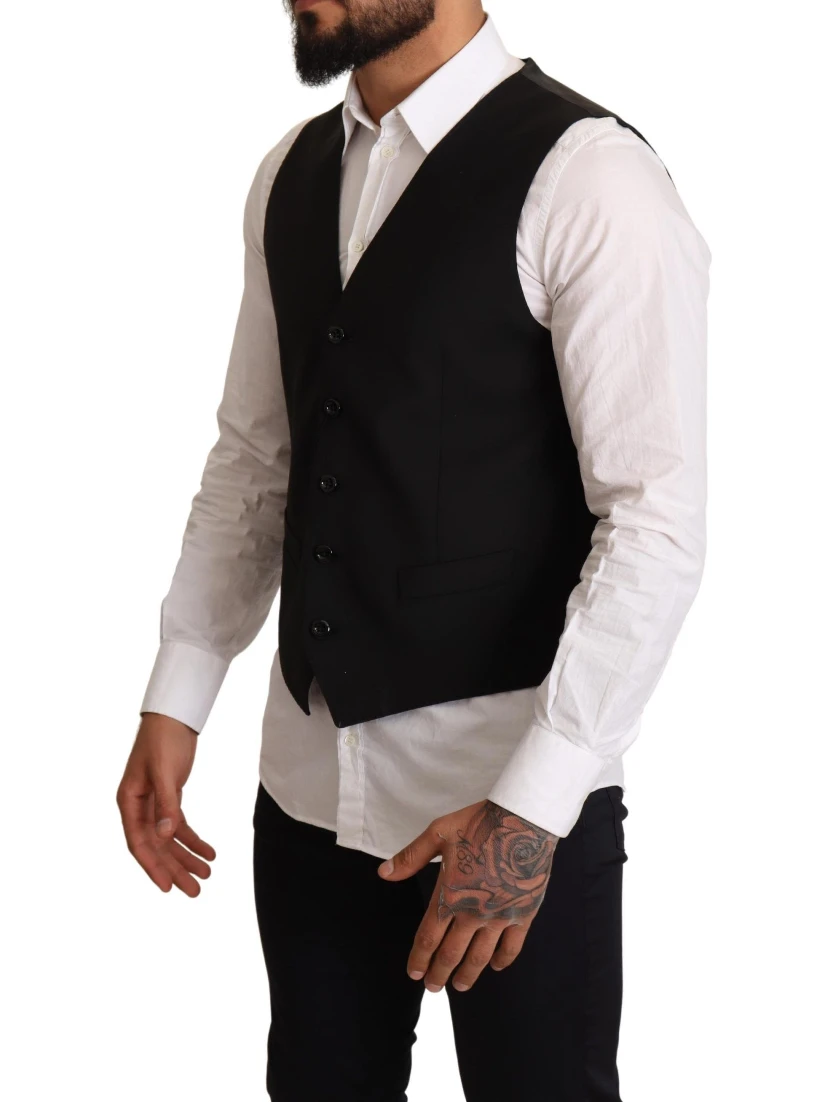 Black Wool Formal Waistcoat Dress