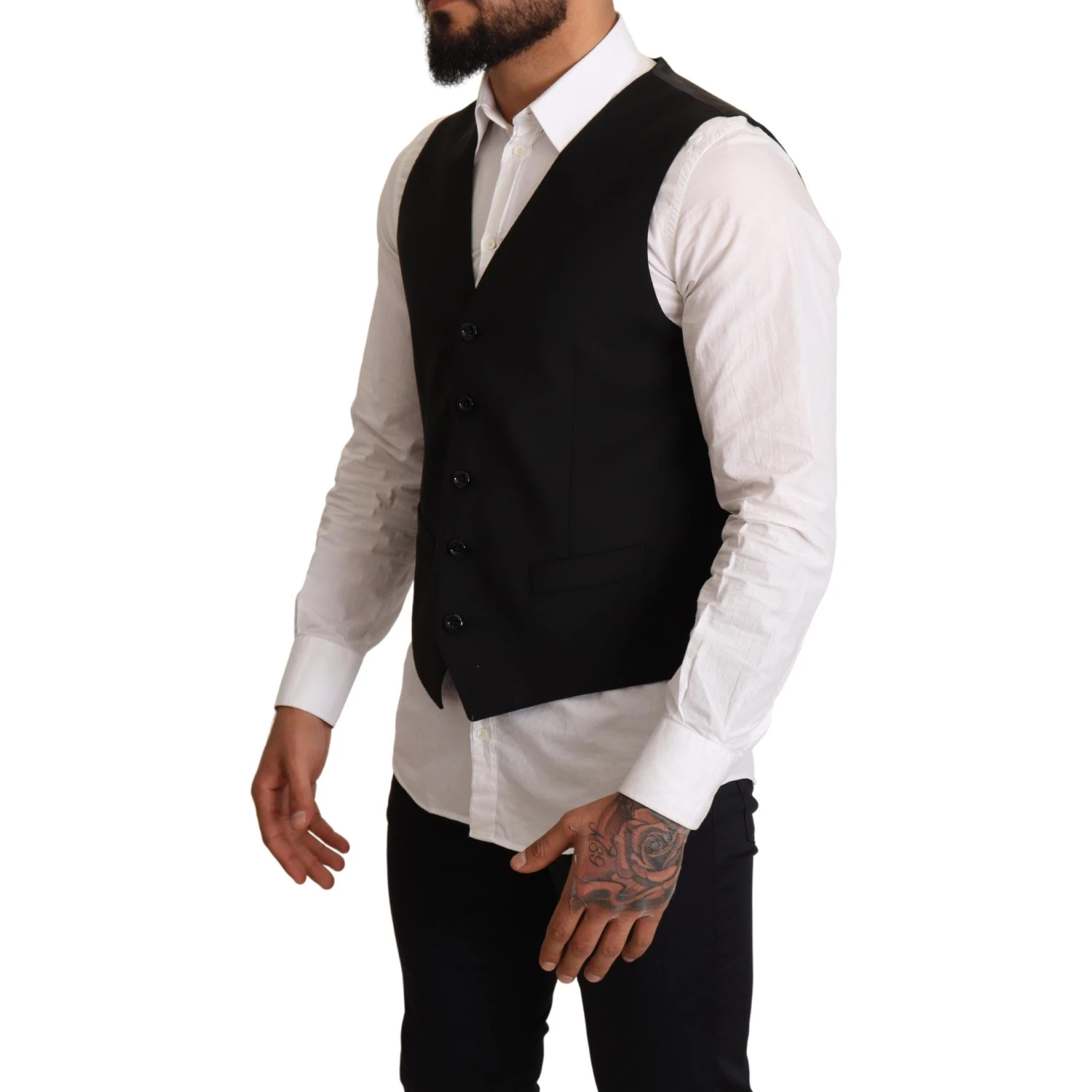 Black Wool Formal Waistcoat Dress