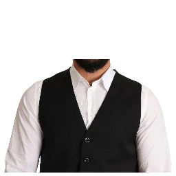 Black Wool Formal Waistcoat Dress