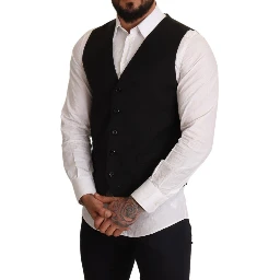 Black Wool Formal Waistcoat Dress