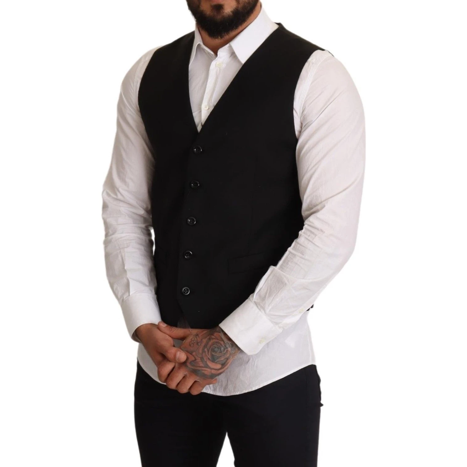 Black Wool Formal Waistcoat Dress