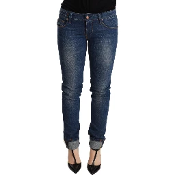 Blue Washed Low Waist Skinny Denim Jeans Pant