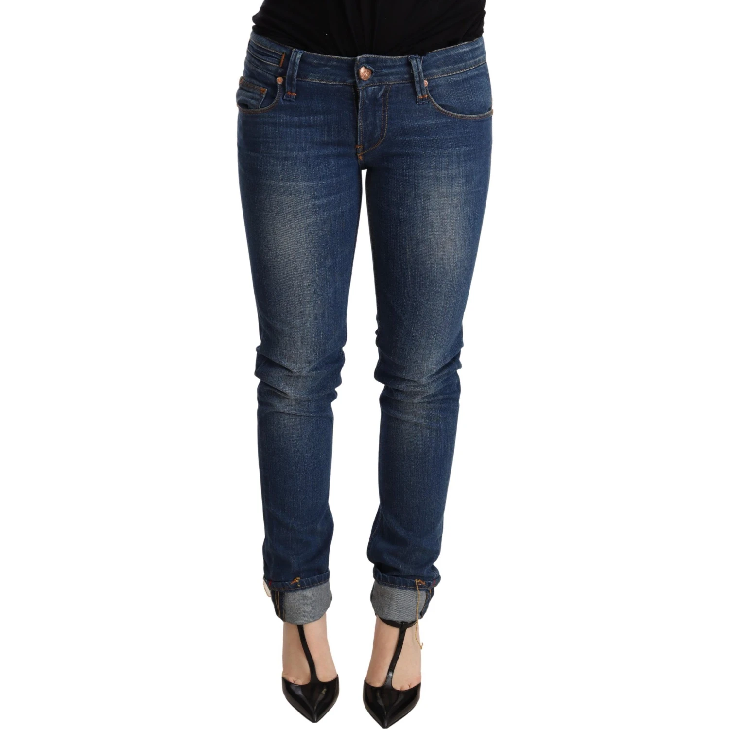 Blue Washed Low Waist Skinny Denim Jeans Pant