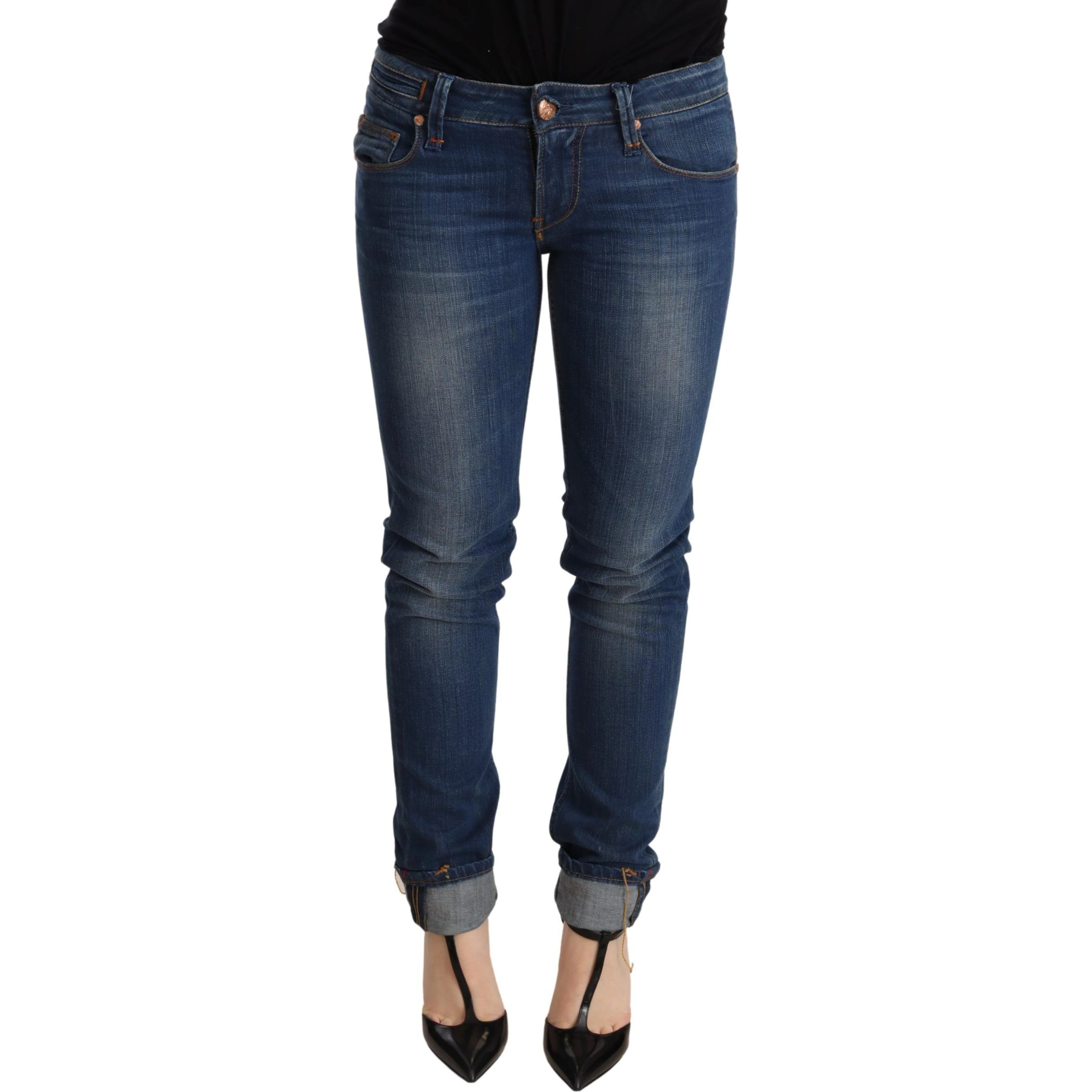 Blue Washed Low Waist Skinny Denim Jeans Pant