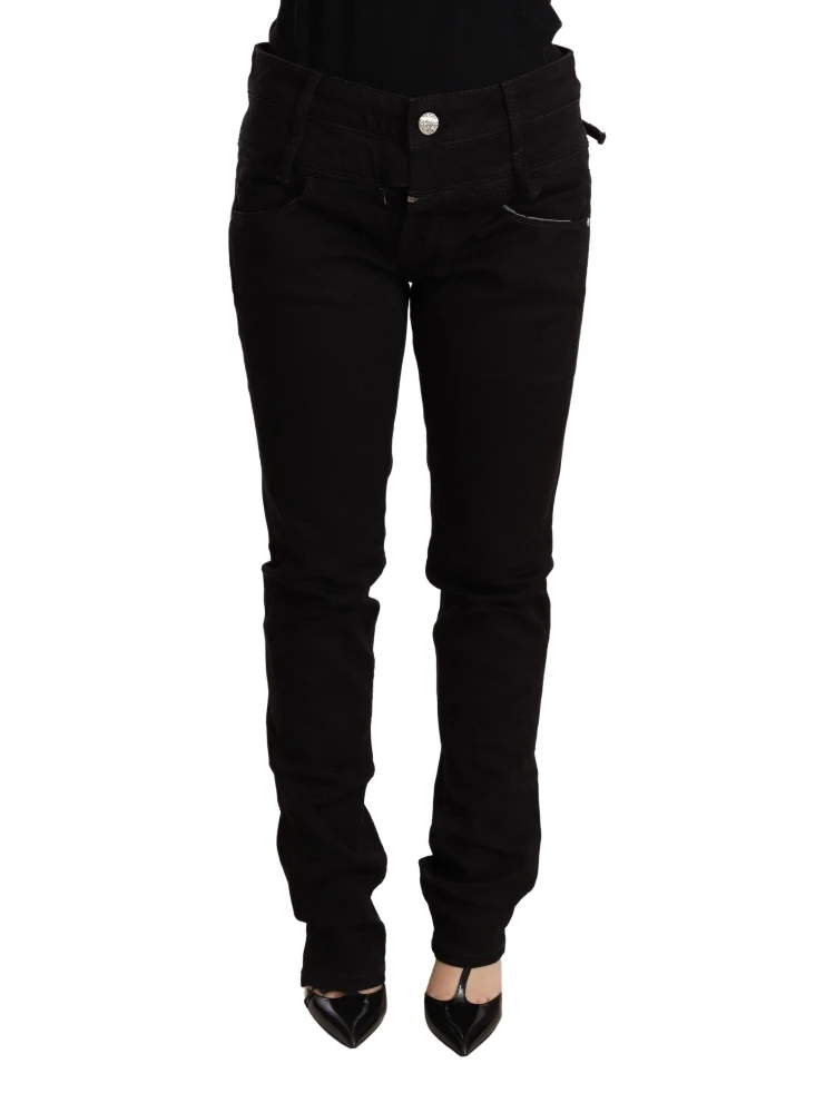 Black Low Waist Skinny Denim Jeans Trouser