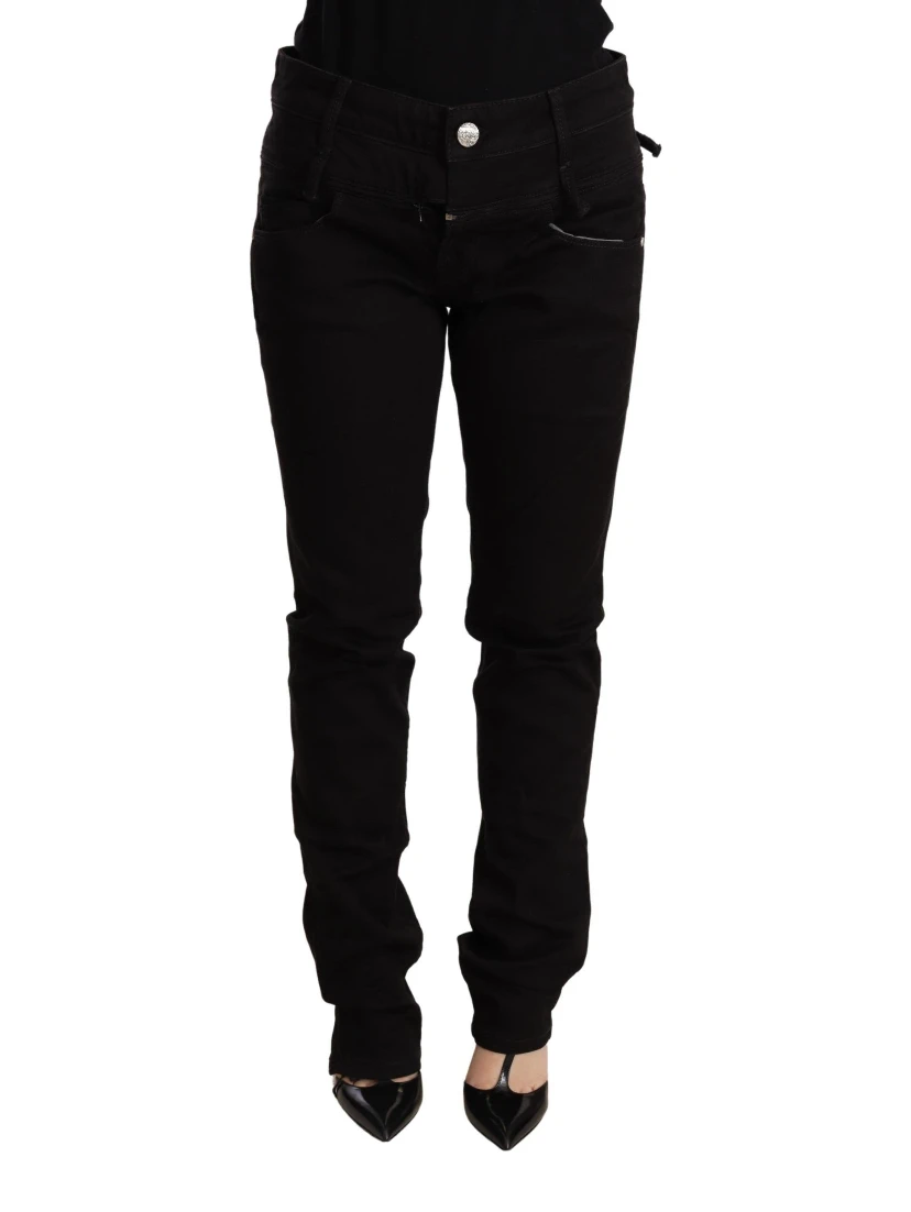 Black Low Waist Skinny Denim Jeans Trouser