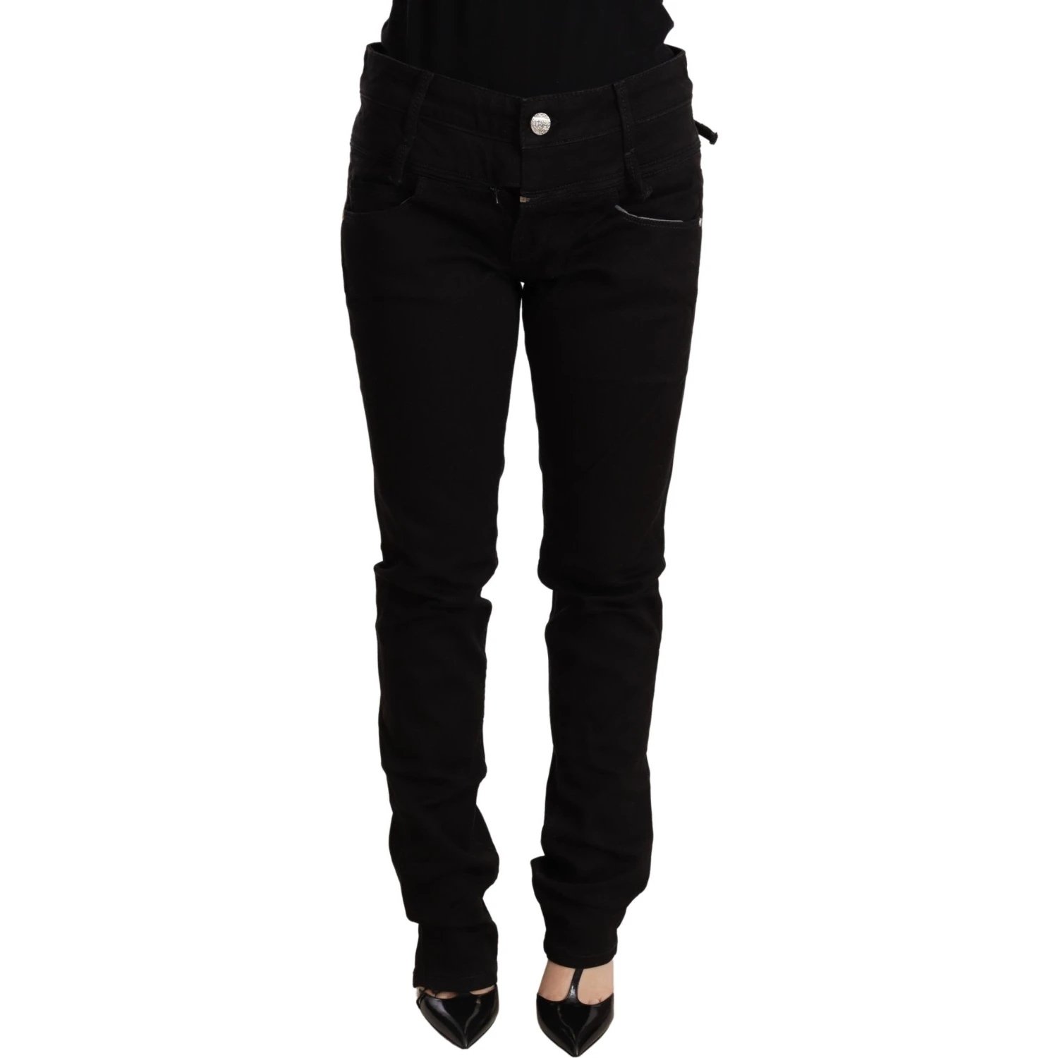 Black Low Waist Skinny Denim Jeans Trouser