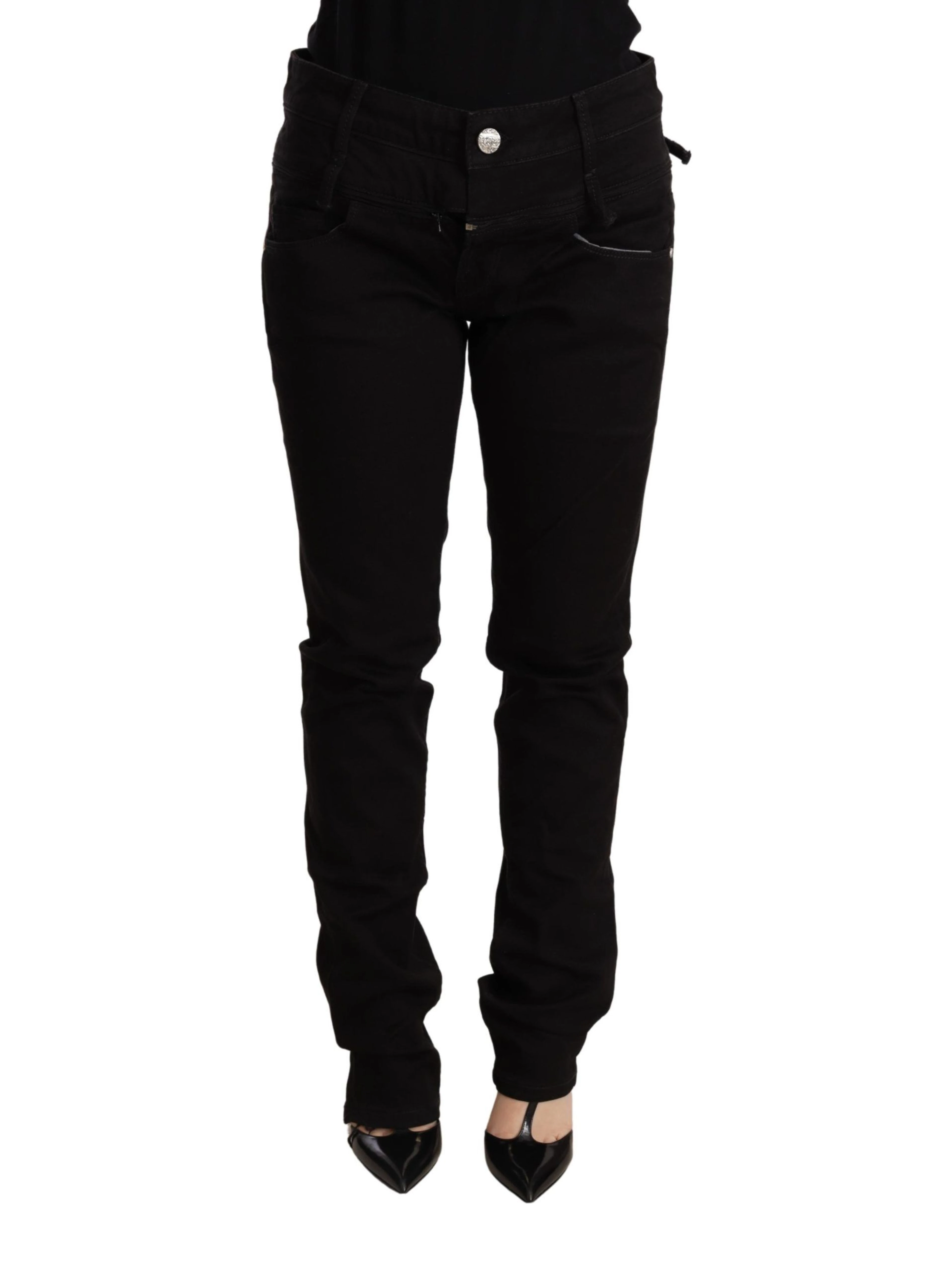 Black Low Waist Skinny Denim Jeans Trouser