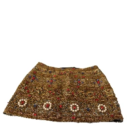Gold Crystal Jacquard High Waist Skirt