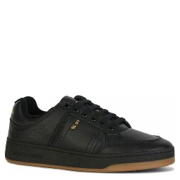 Black Calf Leather Low Top Sneakers