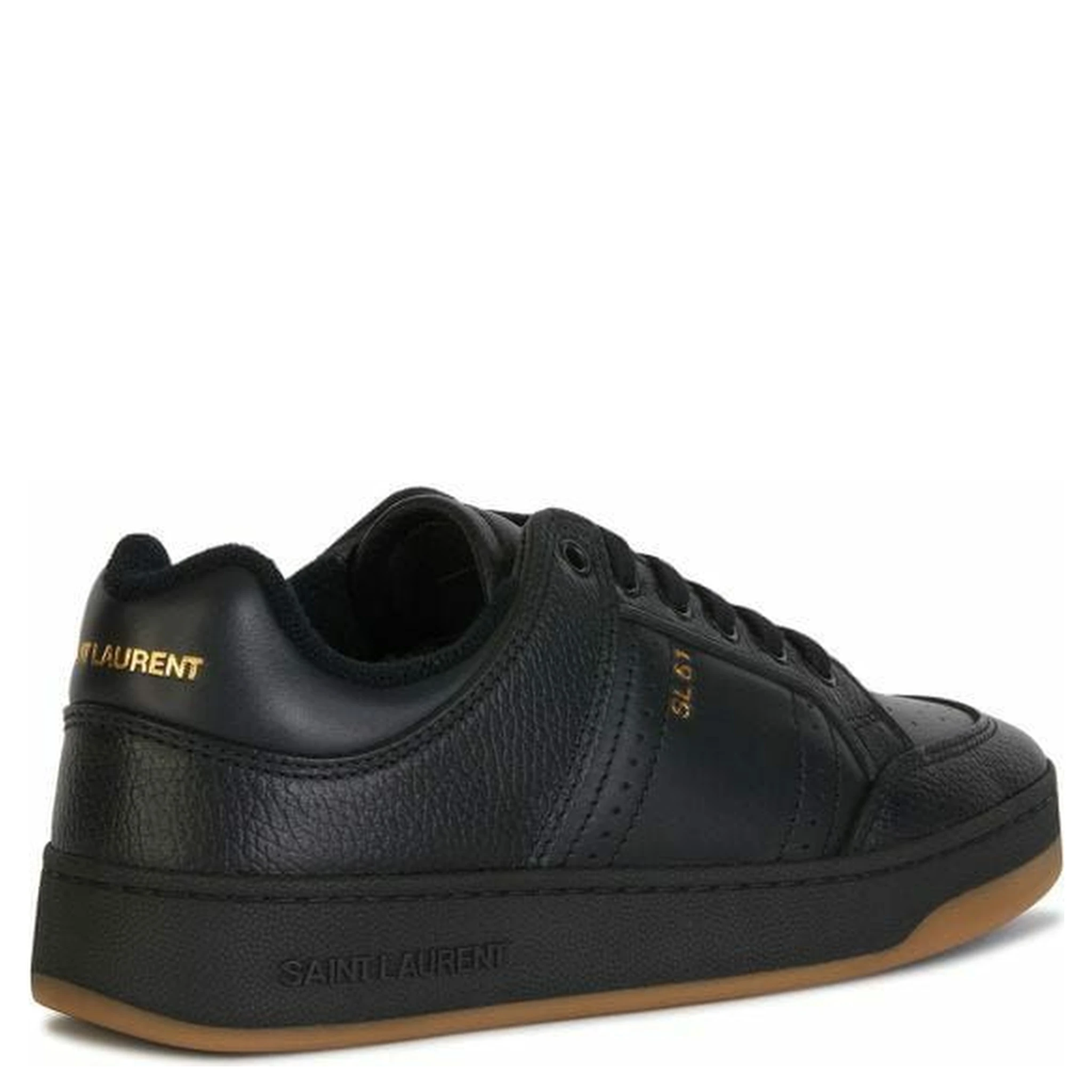 Black Calf Leather Low Top Sneakers