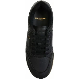 Black Calf Leather Low Top Sneakers