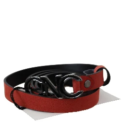 Red Black Leather Black Logo Buckle Blood Belt