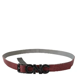 Maroon Skinny Leather Logo Fashion Belt