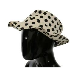 White 100% Cotton Polka Dot Design Trilby Hat