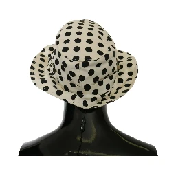 White 100% Cotton Polka Dot Design Trilby Hat