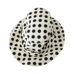 White 100% Cotton Polka Dot Design Trilby Hat