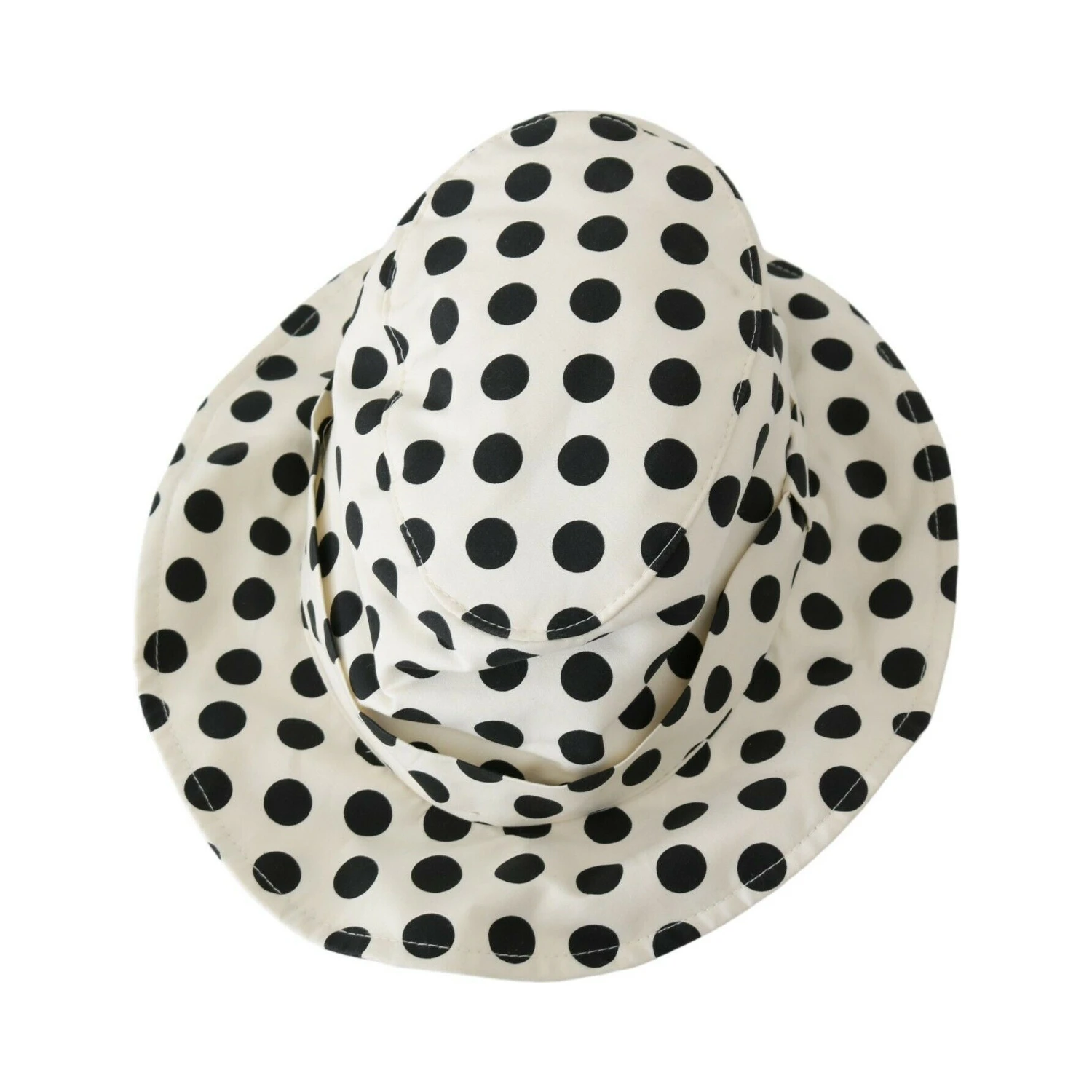 White 100% Cotton Polka Dot Design Trilby Hat