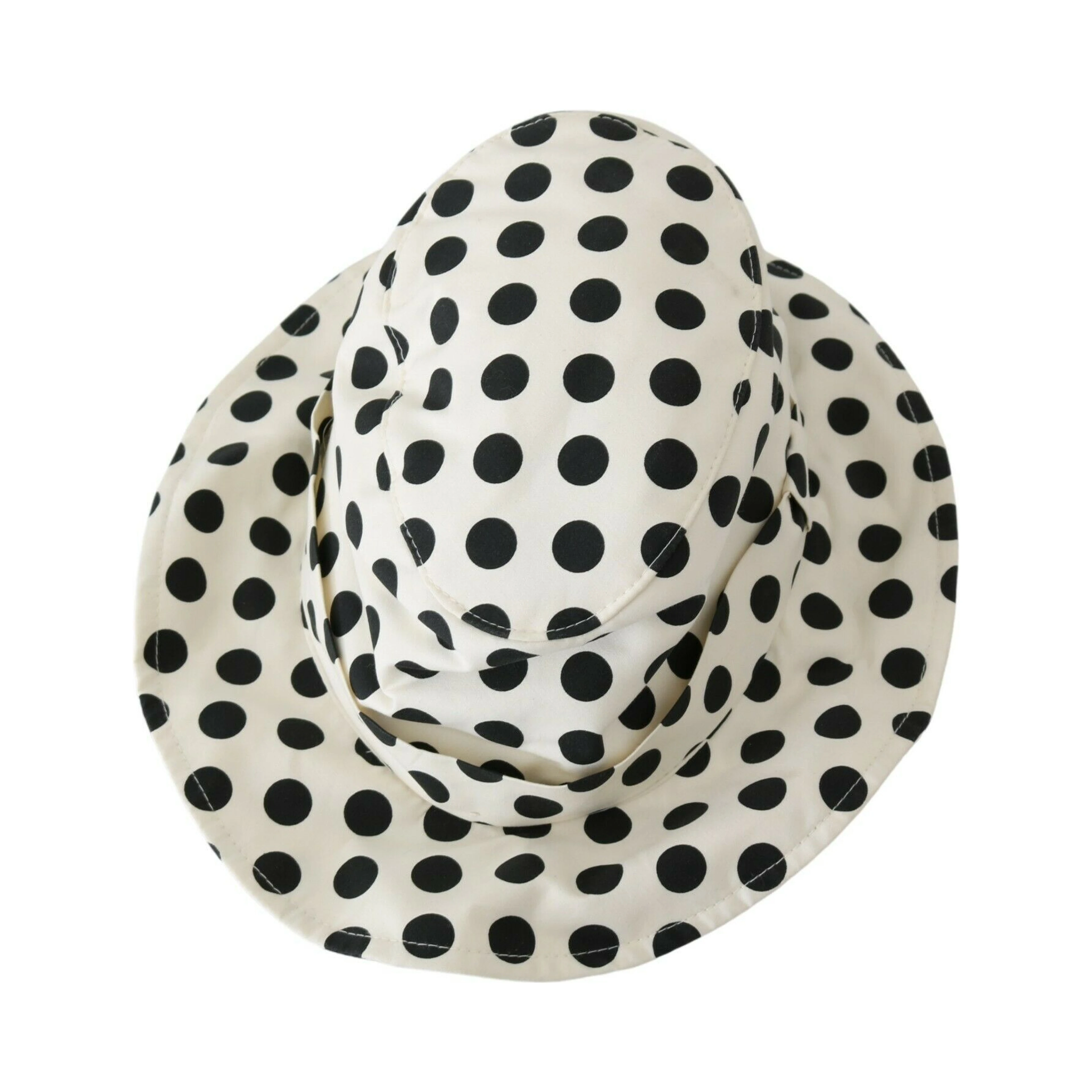White 100% Cotton Polka Dot Design Trilby Hat