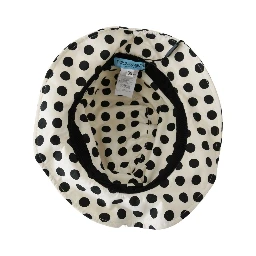 White 100% Cotton Polka Dot Design Trilby Hat