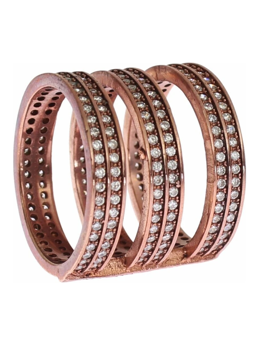 Gold 925 Silver Clear CZ Pink Ring