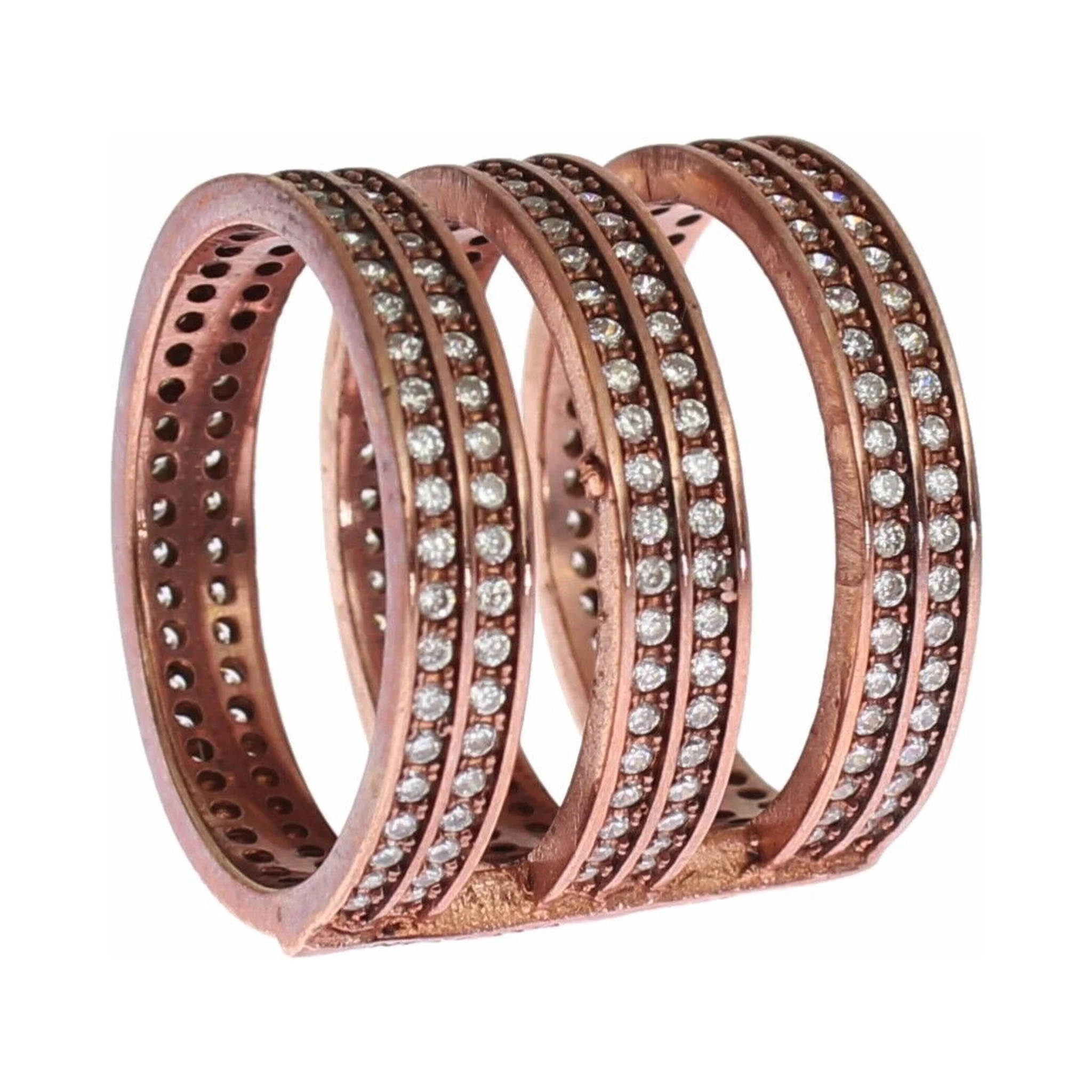 Gold 925 Silver Clear CZ Pink Ring