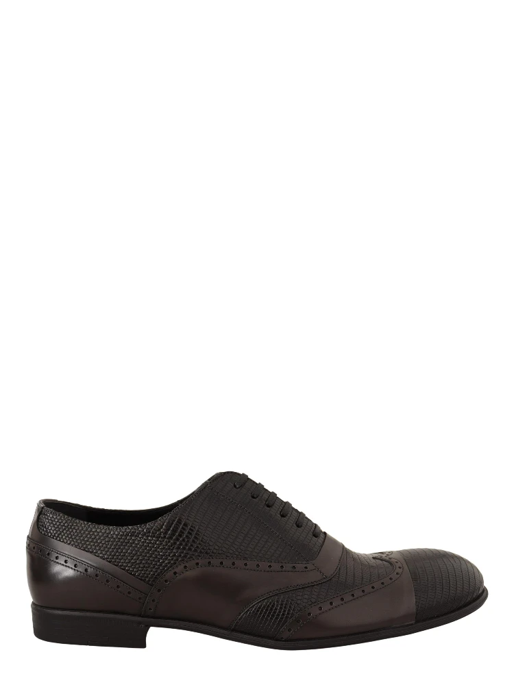 Brown Lizard Skin Leather Oxford Dress Shoes
