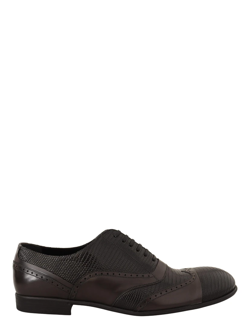 Brown Lizard Skin Leather Oxford Dress Shoes