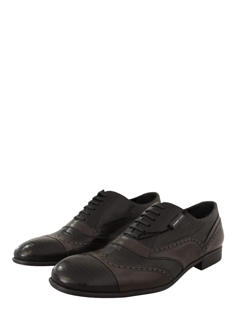 Brown Lizard Skin Leather Oxford Dress Shoes