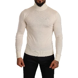 Cream Cashmere Turtleneck Pullover Sweater
