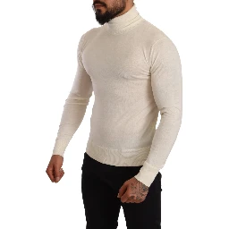 Cream Cashmere Turtleneck Pullover Sweater