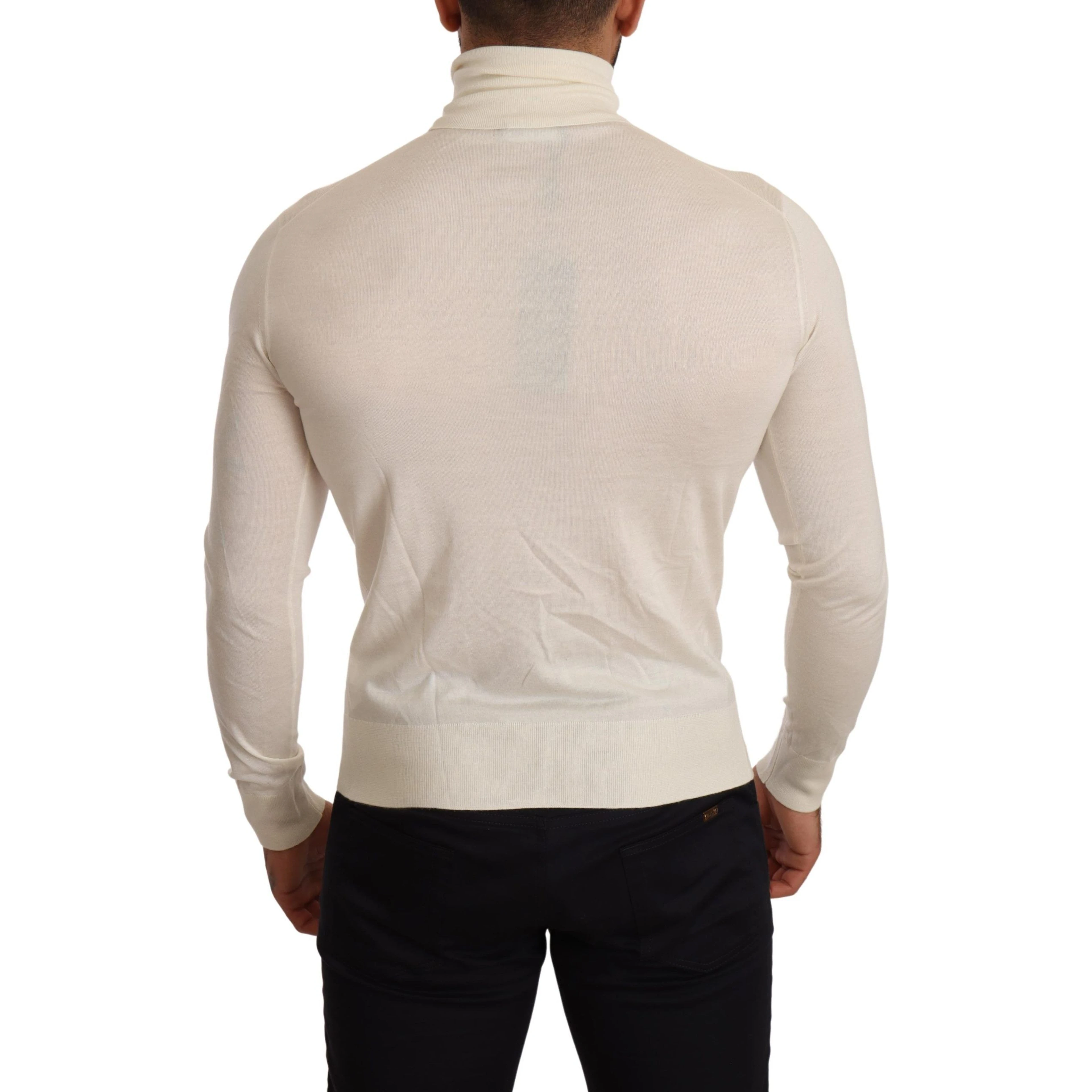 Cream Cashmere Turtleneck Pullover Sweater