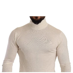 Cream Cashmere Turtleneck Pullover Sweater