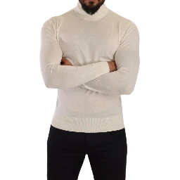 Cream Cashmere Turtleneck Pullover Sweater