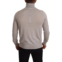 Gray Cashmere Turtleneck Pullover Sweater