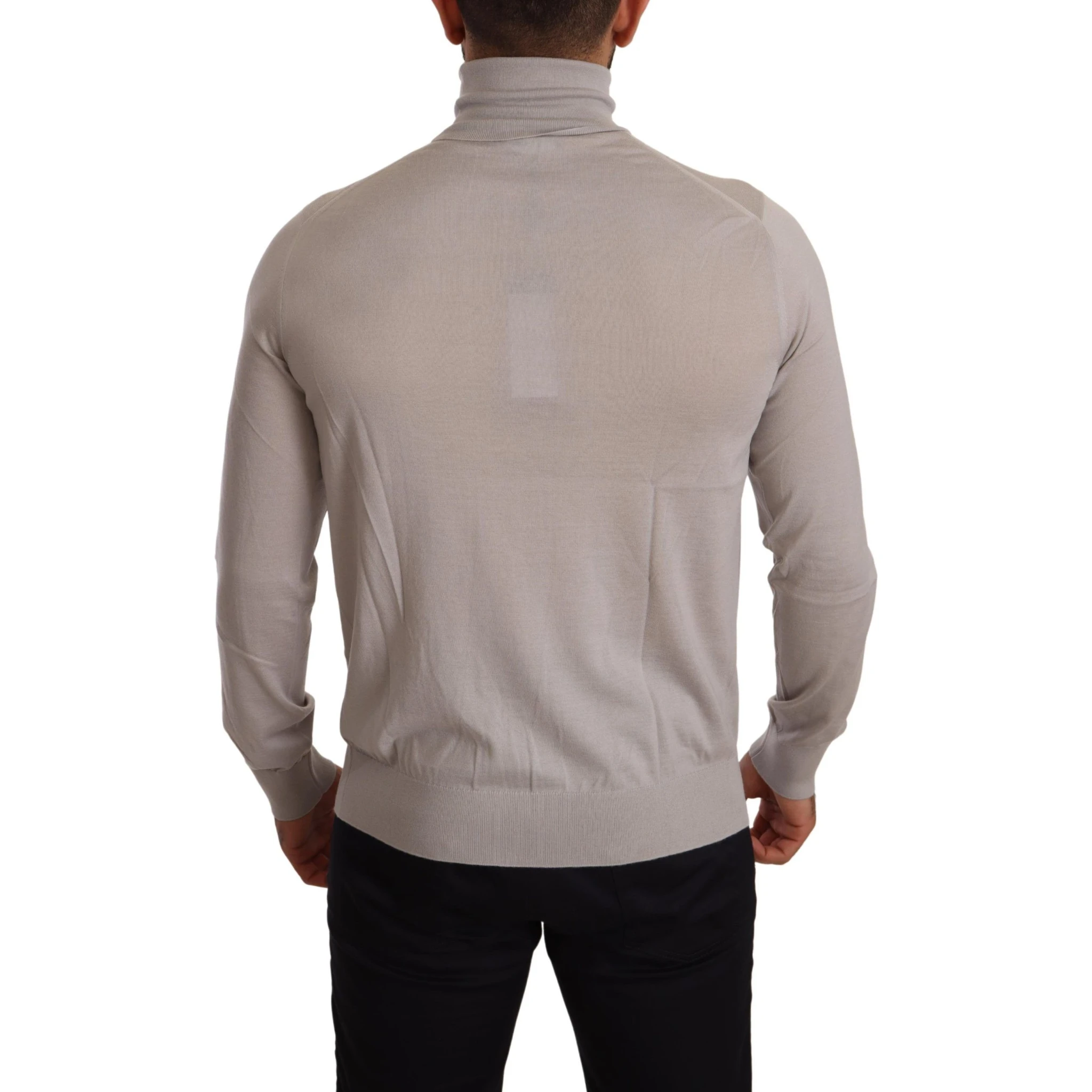 Gray Cashmere Turtleneck Pullover Sweater